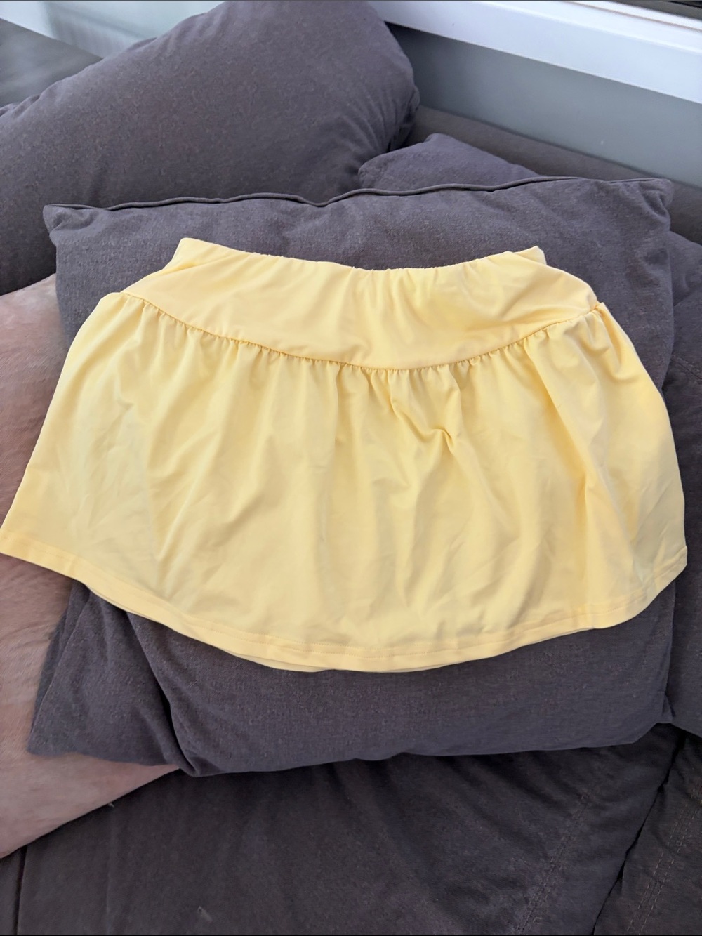 Yellow Mini Skirt - Lightweight Gathered Waist